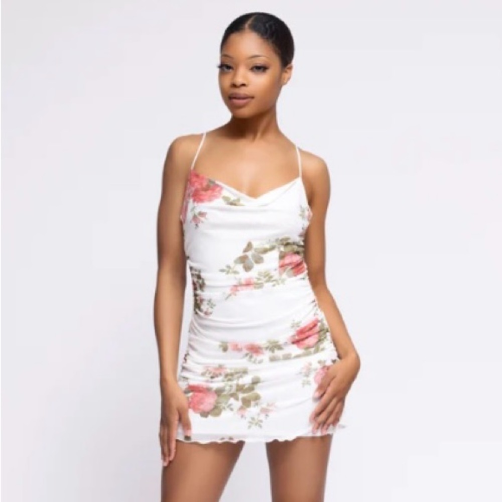 Floral Mesh Mini Dress